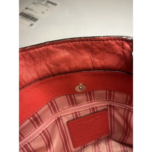 Coach Penelope 13160 Satchel In Red Pebbled Leather Shoulder Bag - Picture 9 of 11